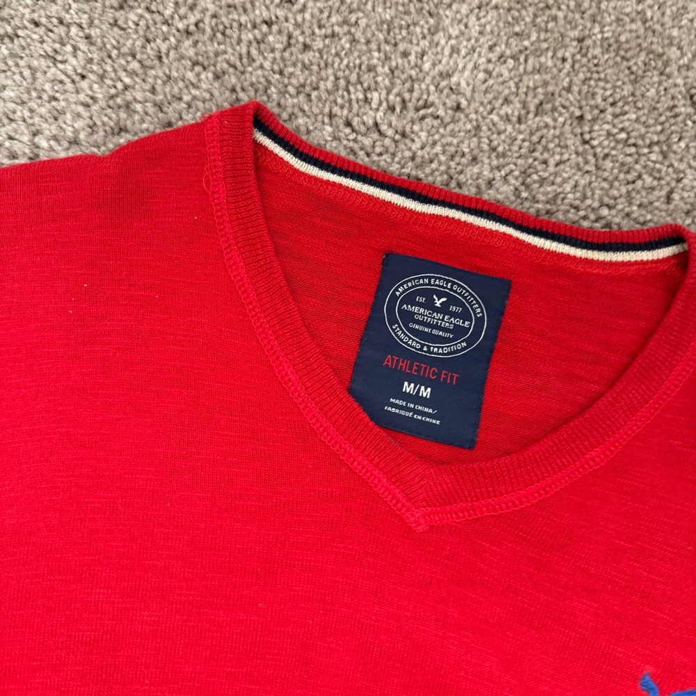 Duo American Eagle athletic crew neck sweaters red & grey size medium - Picture 2 of 5